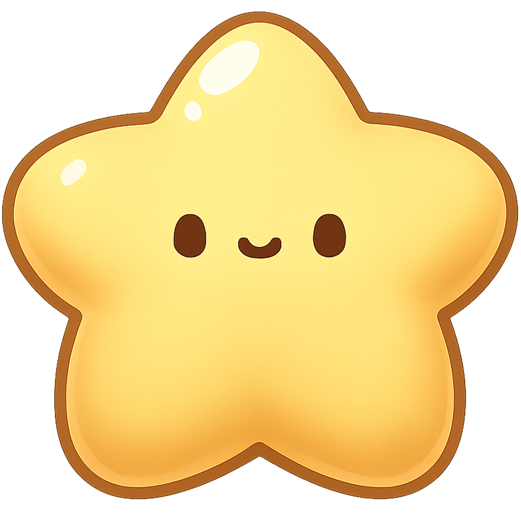 Chubby Star PNG – Cute 3D Yellow Star with Red Outline Emoji Style
