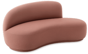 Curved sofa chair PNG with modern rounded seating design on transparent background