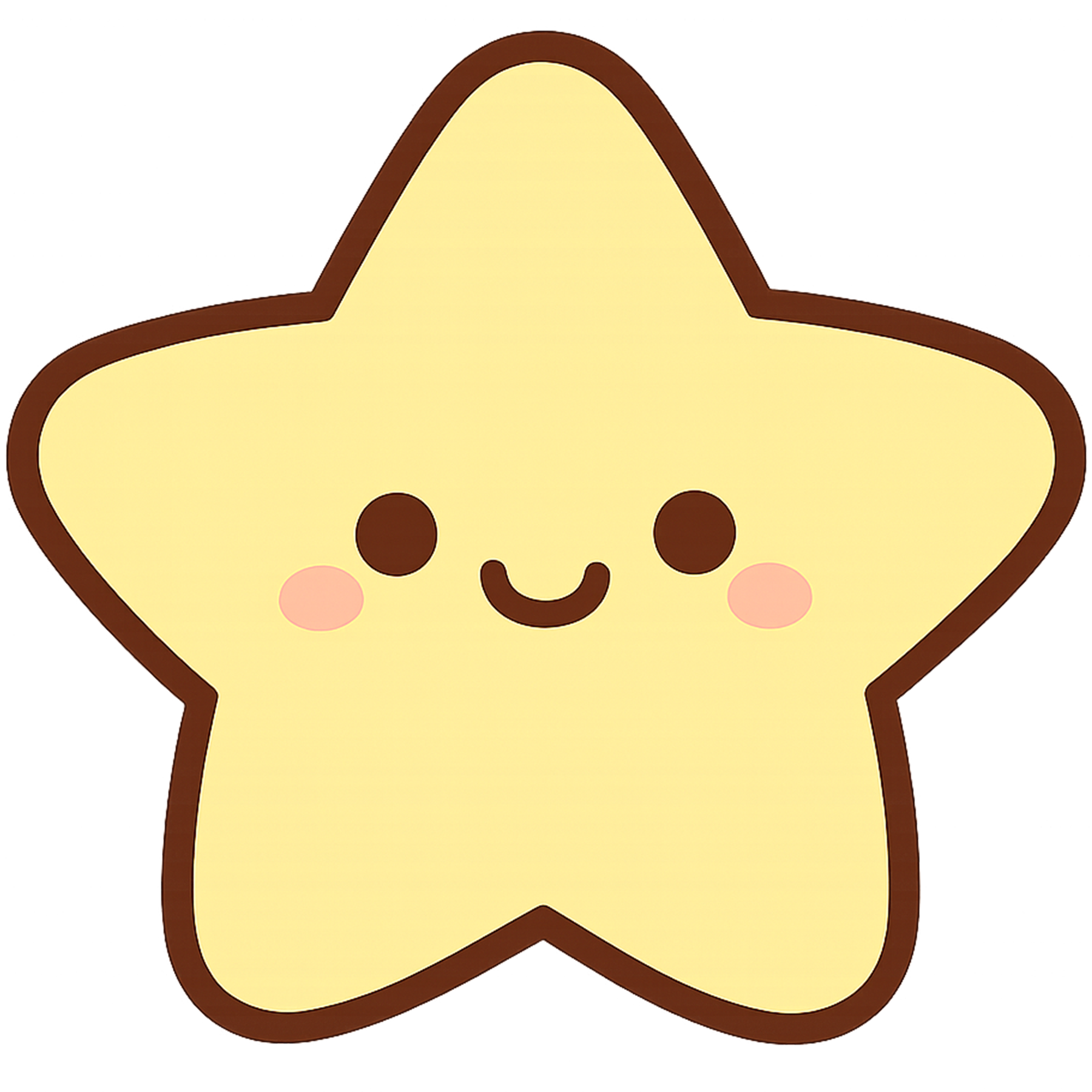 Cute Star PNG – Yellow 2D Soft-Edge Star with Black Border