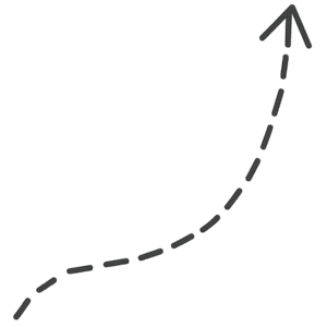 Dashed arrow PNG in black with curved upward direction on transparent background