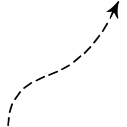 Dashed curvy arrow PNG in black with smooth curved path on transparent background