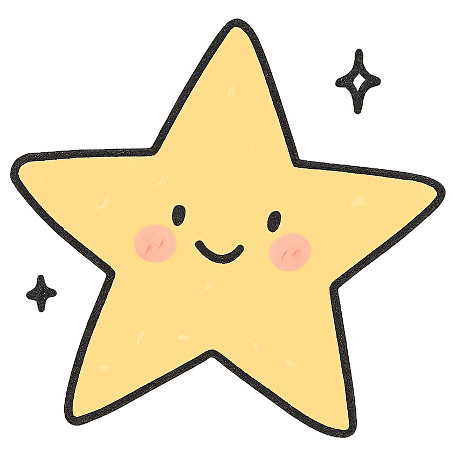 doodle star png hand drawn yellow star with smile and sketch outline transparent background