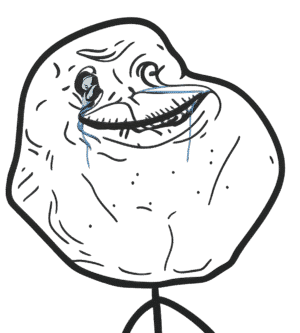 Forever Alone PNG – Classic Meme Face Forever Alone PNG with classic sad meme face and simple black line art style.