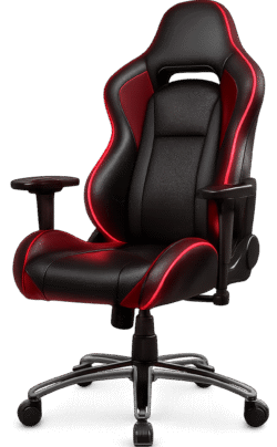 Gaming chair png with black and red ergonomic design on transparent background