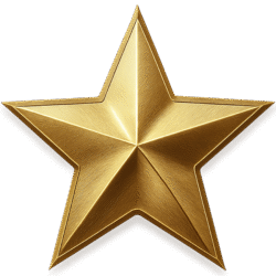 gold star png with metallic gold color, shiny highlights, and smooth edges on transparent background