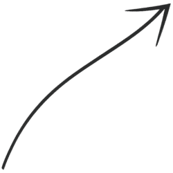 Minimal curved arrow PNG in black with smooth arc and pointed arrowhead on transparent background