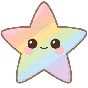 Rainbow Star PNG – Colorful Striped Cute Star with Red Outline Emoji Style