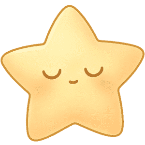 Sleeping Star PNG – Cute Yellow Star with Closed Eyes and Soft Edges