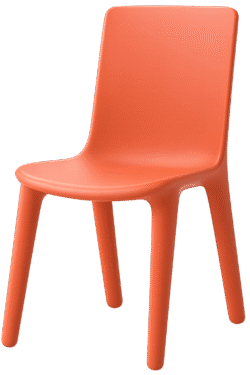 Orange plastic study chair PNG with modern design and transparent background for study and classroom use