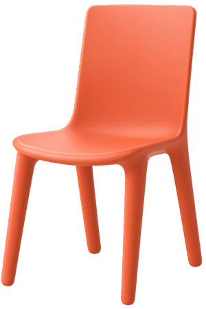 Orange plastic study chair PNG with modern design and transparent background for study and classroom use