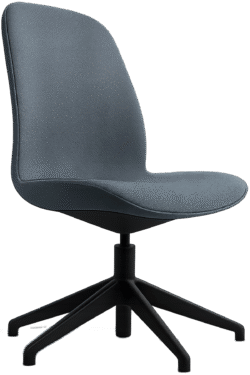 Task chair PNG with fabric seat, black swivel base, and modern office design on transparent background