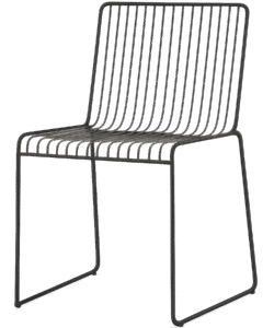 Wire chair PNG with black metal rod design and modern minimalist style on transparent background