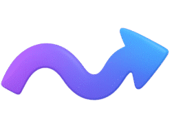 Color curvy arrow PNG with purple to blue gradient and transparent background