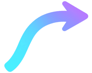Colorful curvy arrow PNG with blue to purple gradient and transparent background
