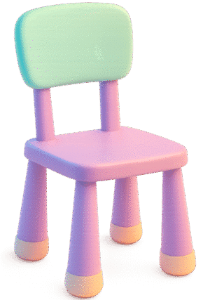 kids chair png with pastel colors and child-friendly design on transparent background