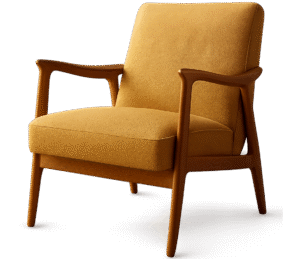mid century chair png with classic wooden legs and modern design on transparent background