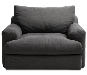 oversized sofa chair png with wide cushioned seat and modern sofa design on transparent background