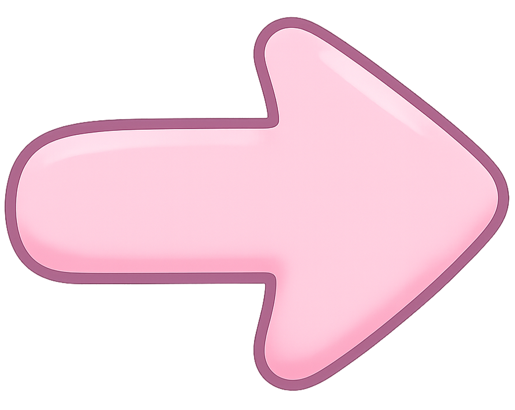 Pastel arrow PNG with soft pink gradient and smooth rounded edges on transparent background