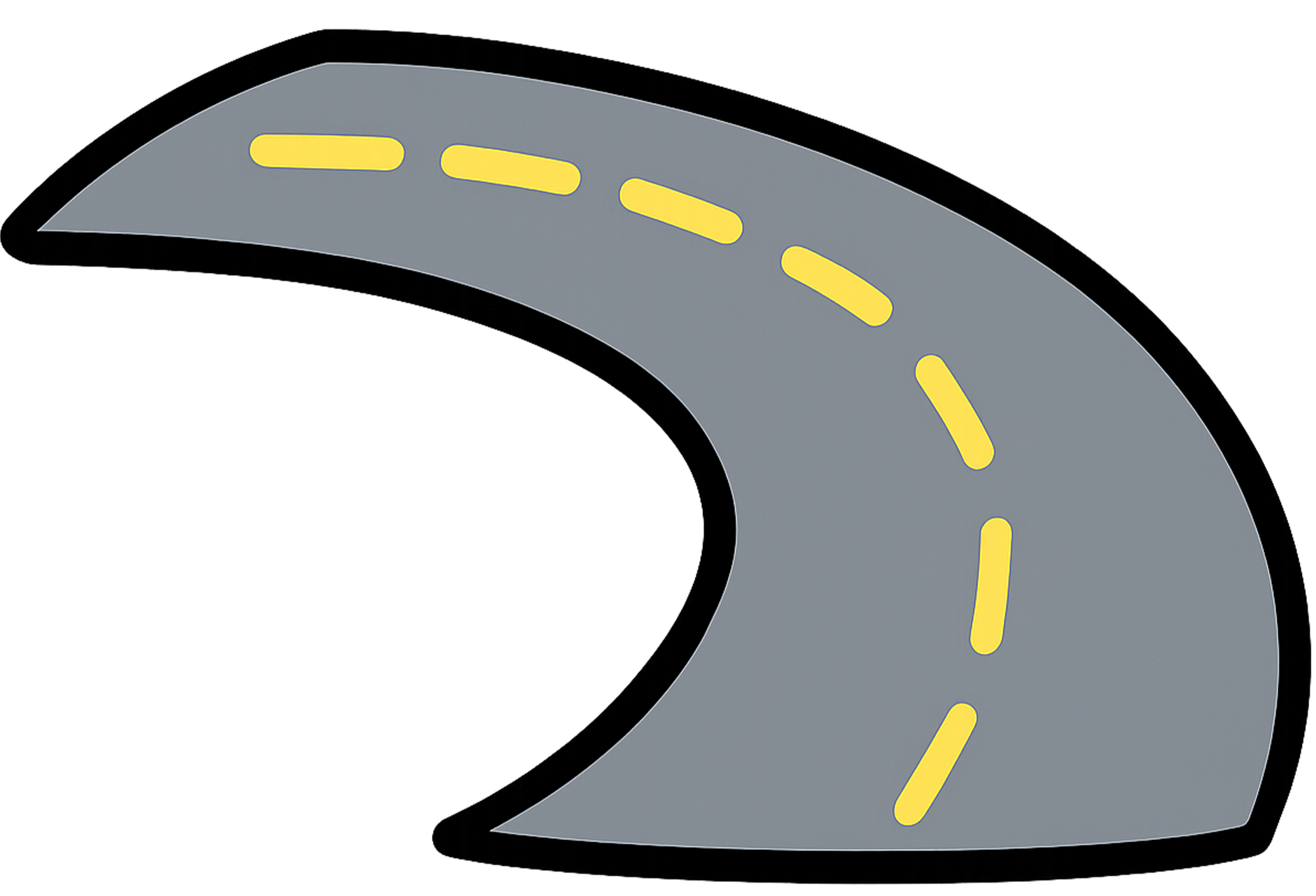 2D Curvy Road PNG – Transparent Cartoon Road Illustration 2d curvy road png transparent cartoon style curved road illustration for maps, games and travel design
