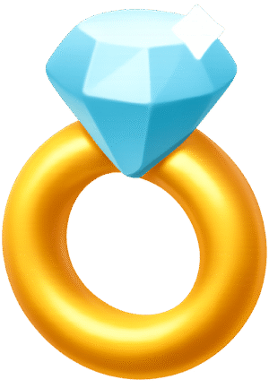 3d engagement ring png with gold band and blue diamond transparent background
