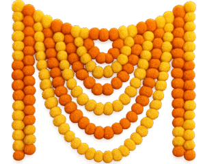 Indian Toran PNG – Traditional Marigold Toran PNG Transparent indian toran png marigold toran decoration transparent background festive toran png