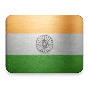 Metallic India flag PNG with brushed metal texture and Ashoka Chakra on transparent background