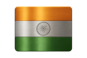 Metallic India flag logo PNG with saffron white green colors and Ashoka Chakra on transparent background