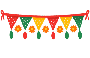 bandhani toran png colorful traditional toran png with triangular flags and floral decorations transparent background