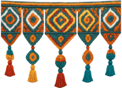 Beaded Toran PNG – Decorative Hanging Toran PNG Transparent beaded toran png colorful decorative toran png with tassels and traditional hanging beads transparent background