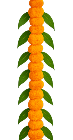 Diwali Toran PNG – Marigold Festival Toran PNG Transparent diwali toran png marigold flower hanging decoration transparent toran png for diwali festival entrance decor