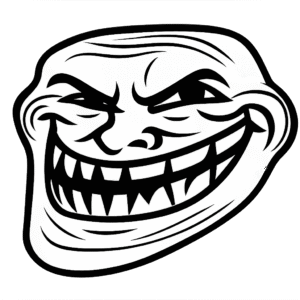 Evil Troll Face PNG Transparent Meme evil troll face png black and white grinning meme face transparent background