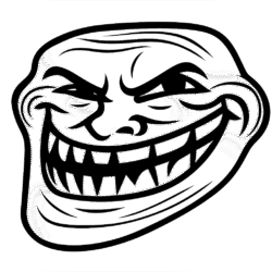 evil troll face png black and white grinning meme face transparent background