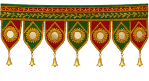 fabric diwali toran png traditional fabric toran decoration with bells and embroidery transparent toran png
