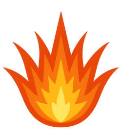 Fire burst PNG with stylized flame spikes in yellow and orange colors on a transparent background