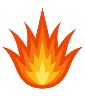 Fire burst PNG with stylized flame spikes in yellow and orange colors on a transparent background