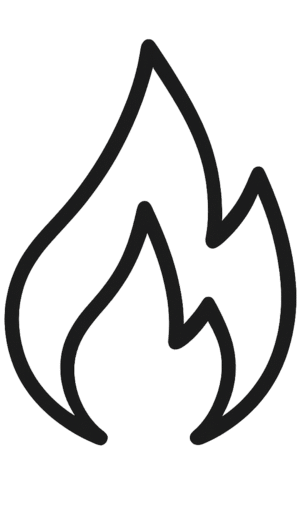 Fire outline PNG with clean black flame stroke design on a transparent background