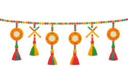Garba Toran PNG – Navratri Decorative Toran PNG Transparent garba toran png colorful navratri garba toran decoration with tassels and traditional ornaments transparent toran png