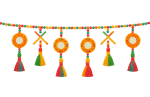 Garba Toran PNG – Navratri Decorative Toran PNG Transparent garba toran png colorful navratri garba toran decoration with tassels and traditional ornaments transparent toran png