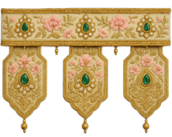 Kundan Marathi Toran PNG – Traditional Maharashtrian Toran PNG Transparent kundan marathi toran png traditional marathi toran decoration with floral embroidery and kundan design transparent toran png