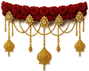 Kundan Wedding Toran PNG – Royal Floral Wedding Toran PNG Transparent kundan wedding toran png red floral kundan toran decoration transparent background wedding toran png