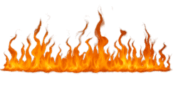 Real fire border PNG with realistic horizontal flames in yellow and orange on a transparent background