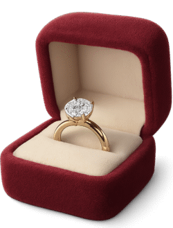 Realistic ring box PNG transparent red velvet engagement ring box open with diamond ring