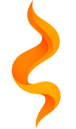 Ribbon fire PNG with flowing flame ribbon shape in orange and yellow gradient on a transparent background