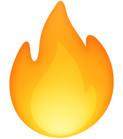 Soft fire PNG with smooth rounded flame and yellow-orange glow on a transparent background