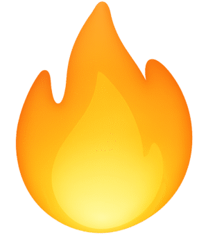Soft fire PNG with smooth rounded flame and yellow-orange glow on a transparent background
