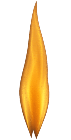 Torch flame PNG with tall vertical fire and smooth yellow-orange glow on transparent background