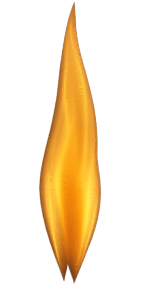 Torch flame PNG with tall vertical fire and smooth yellow-orange glow on transparent background