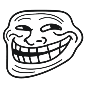 troll face outline png black line meme face with transparent background
