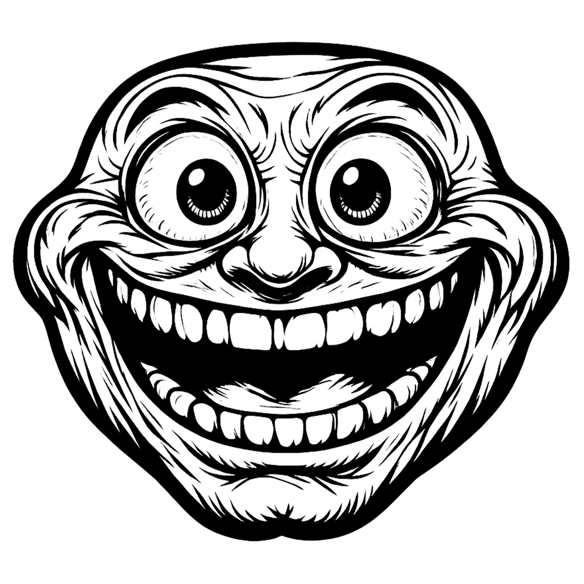 Amazed Troll Face PNG transparent meme reaction face for editing and memes