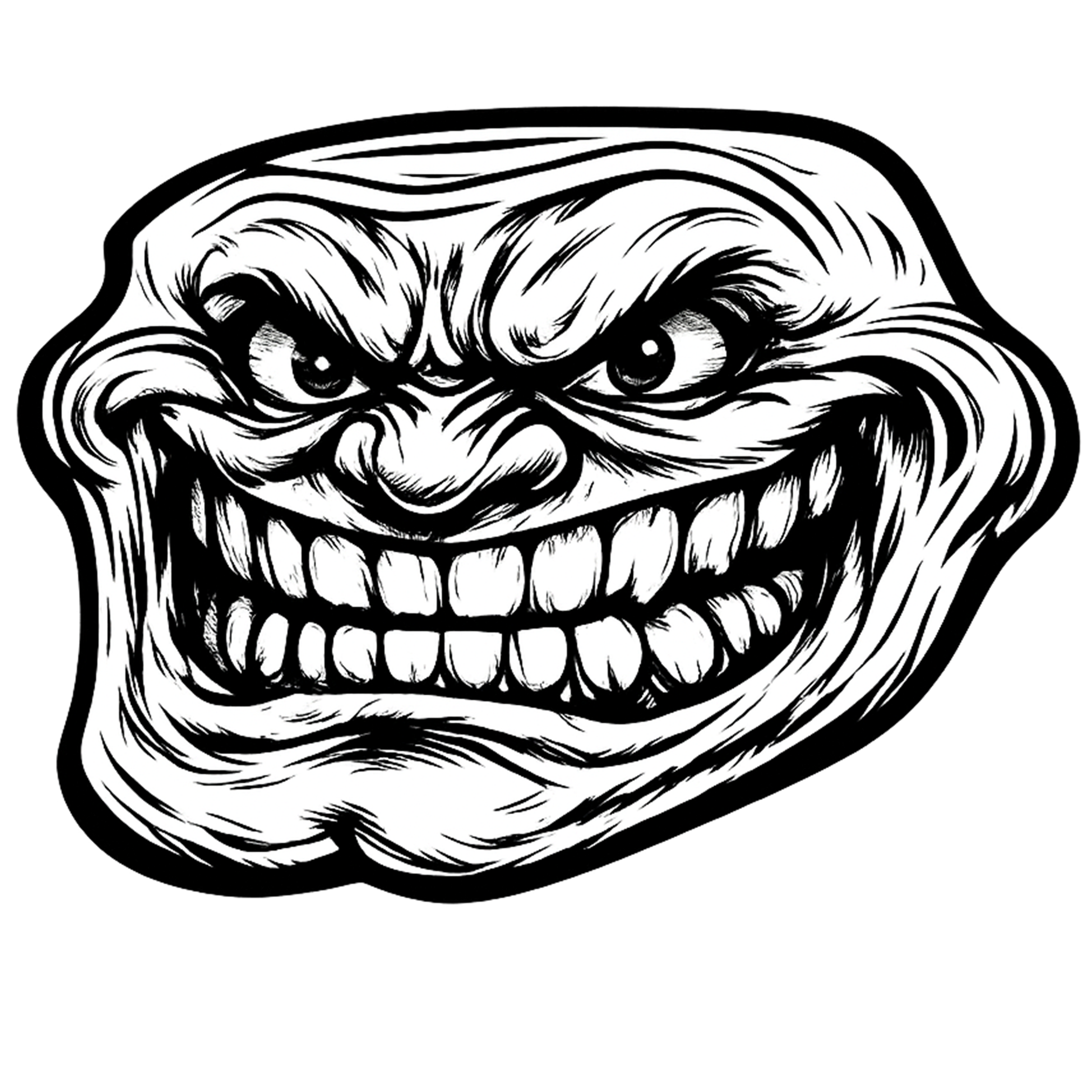 Angry Rage Troll Face PNG transparent meme reaction face for editing and memes